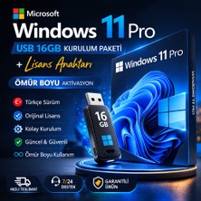 Microsoft Windows 11 Pro USB 16GB Kurulum Paketi + Lisans Anahtarı | Ömür Boyu | Türkçe