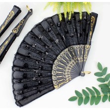 Nikaa Shop Plastik Pullu Kumaş Yelpaze 12'li Siyah