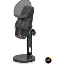 Pileli Store M9 Profesyonel Rgb Mikrofon 48 Khz / 16 Bit Type-C - Siyah