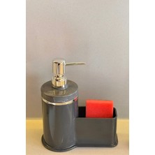 Makri Home Mutfak Veya Banyo Için Şık Gümüş Detaylı Süngerlikli Sıvı Sabunluk , Yerli Üretim