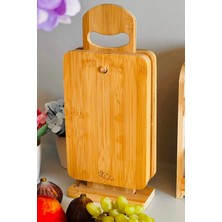 Makri Home Sebze-Tavuk-Balık-Et Tahtaları, Stantlı 4’lü Ahşap Kesme Tahtası Seti, Tek Tahta Ölçü 25 × 16 × 1 cm