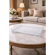 Makri Home Şeffaf Sert Plastik Servis & Nişan Tepsisi