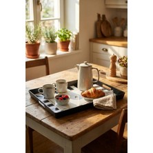 Makri Home Şık Desenli ve Kullanışlı Kulplu Dikdörtgen Tepsi