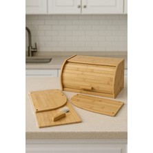 Makri Home Lüks Demonte Doğal Bambu Ekmeklik ,kayar Kapaklı Ekmek Sepeti