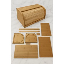 Makri Home Doğal Ahşap Bambu Ekmeklik Demonte Ahşap Ekmek Sepeti, Bambu Ekmek Kutusu (40 x 17 x 27 Cm)