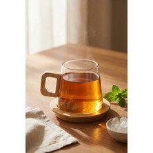 Makri Home Bambu Kulplu ve Altlıklı Cam Kupa 300 ml