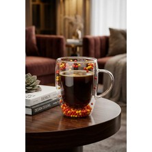 Makri Home Çift Cidarlı Sarı Kırmızı Cam Kupa 350 ml – Isıya Dayanıklı