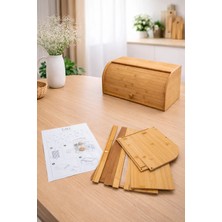 Makri Home Doğal Bambu Ekmeklik Kayar Kapaklı Geniş Hacimli 38 x 23 x 19 cm Mutfak İçin Pratik Çözüm