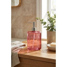 Makri Home 500 ml Pembe Cam Sıvı Sabunluk Zarif Tasarımı ile Mutfak ve Banyo İçin Uygun