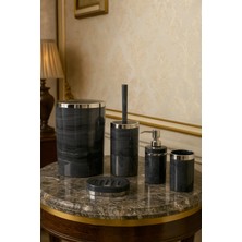 Makri Home 5'li Yuvarlak Banyo Seti Akrilik Malzemeden Şık Tasarım ve Metalik Aksam Detaylarıyla