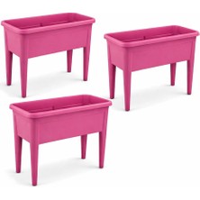 Omnipazar SO-AB03 Ayaklı Bahçe Plastik Yetiştirme Saksı Takımı 60 Lt Vişne 3 Adet