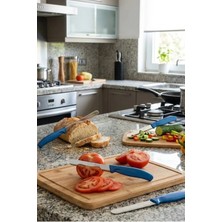Makri Home 4'lü Ultra Keskin Tırtıklı Bıçak Seti, Mavi 22 cm %100 Garantili Paslanmaz Çelik