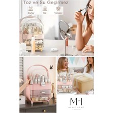 Makri Home Şeffaf Kırılmaz Kapaklı Makyaj ve Takı Organizeri, Çekmeceli, Pembe, 19×27×36 cm