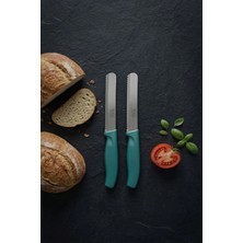 Makri Home 2'li Ultra Keskin Tırtıklı Bıçak Seti, Su Yeşili 22 cm %100 Garantili Paslanmaz Çelik