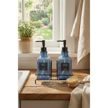 Makri Home Modern Cam Sıvı Sabunluk & Deterjanlık SETI-500 ml Cam Sabunluk, Metal Stand'lı
