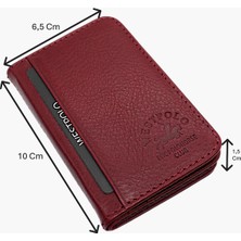 Westpolo Hakiki Deri Bol Kart Bölmeli Unisex Kartlık - Bordo