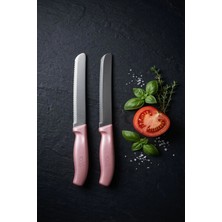Makri Home 2'li Ultra Keskin Tırtıklı Bıçak Seti, Pembe 22 cm %100 Garantili Paslanmaz Çelik