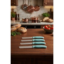 Makri Home 4'lü Ultra Keskin Tırtıklı Bıçak Seti, Su Yeşili 22 cm %100 Garantili Paslanmaz Çelik