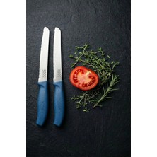 Makri Home 2'li Ultra Keskin Tırtıklı Bıçak Seti, Mavi 22 cm %100 Garantili Paslanmaz Çelik