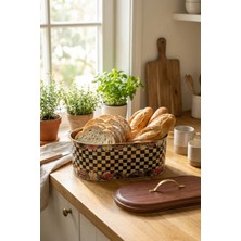 Makri Home Ekmeklik, Metal Ekmeklik, Ekmek Sepeti, Çiçek Desenli Ekmeklik, Yerli Üretim (34 cm x 19 cm x 16 Cm)