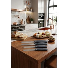 Makri Home 4'lü Ultra Keskin Tırtıklı Bıçak Seti, Gri 22 cm %100 Garantili Paslanmaz Çelik