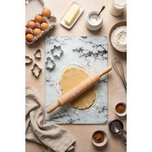 Makri Home Çiçek Desenli Cam, Kesme Tahtası, 25 × 35 cm