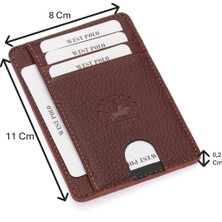 Westpolo Hakiki Deri Kağıt Para Bölmeli Unisex Kartlık - Fındık