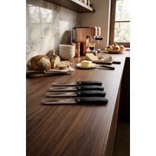 Makri Home 4'lü Ultra Keskin Tırtıklı Bıçak Seti, Siyah 22 cm %100 Garantili Paslanmaz Çelik