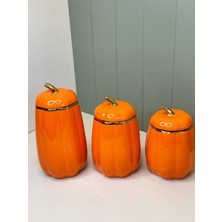 Leylart Lüx 3 Lü Bal Kabağı Porselen Vakumlu Kavanoz