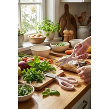 Rooc Tırtıklı Ağız 2'li Çok Amaçlı Makas Seti – Büyük Boy Pembe, 23 cm