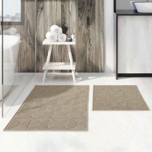 Larissmoon Loomx Banyo Paspası 2’li Set Yıkanabilir Dokuma Yüzey Kaymaz Taban Banyo Halısı Paspas