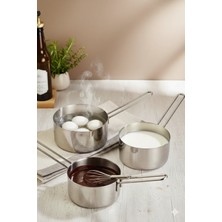 Makri Home Paslanmaz Çelik 3’lü Sosluk ve Sütlük Tava Seti (12-14-16 Cm)