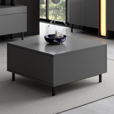 Modatte Mobilya MODATTE Nova Siyah Demir Ayaklı Rgb LED Işık Sistemli Antrasit Orta Sehpa