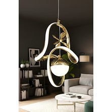 Ece Aydınlatma Ginza Gold Kaplama 3 Renk Işıklı Özel Tasarım Sarkıt LED Avize -Kumandasız