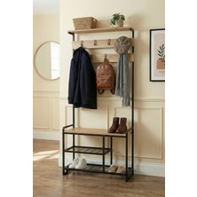 Feyza Design Şık Metal Ayakkabılıklı Ayaklı Açık Vestiyer ve Askılık Seti