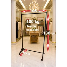 Feyza Design Çelik Askılık, 130 cm Boy, 105 cm En, Tekerlekli ve Demonte Tasarım