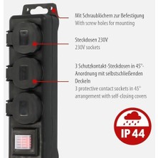 IP44 Lisanslı Montajlanabilir 3 Soketli 2 Metre Kablolu Dış Mekan Prizi