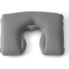 Şişme Seyahat Yastığı Boyun Destekli Taşınabilir ve Ergonomik Tasarım Uçak Araba ve Yolculuklar Için Ideal (Gri)