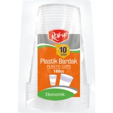 5 Adet Roll-Up Plastik Şeffaf Bardak 10'lu 180 cc