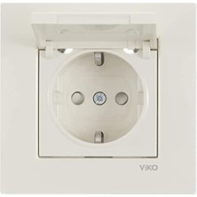 Krem Çocuk Korumalı Kapakli Topraklı Priz