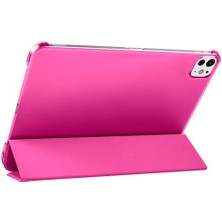 iPad Pro 11 3./4. Nesil M2 ile Uyumlu Kılıf Flip Cover Kalem Bölmeli Pc 2020-2022 Pembe Koyu