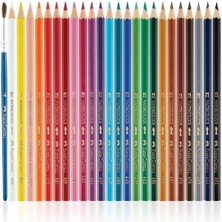 Karton Kutu Sulu Boya Kalemi, 24 Renk, Suda Çözünebilir, Fırça ve Kalem Hediyeli, Yaratıcılığı Destekleyen Boya Kalemi