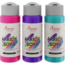 Mor, Fuşya, Turkuaz Akrilik Boya 3'lü Set 3X60 ml