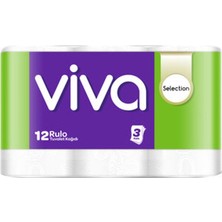 Viva Selection 3 Katlı Tuvalet Kağıdı 12'li Rulo Sayısı ile Yüksek Emicilik ve Ekonomik Paket 1 Adet