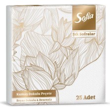 2 Adet Sofia Kumaş Dokulu Peçete Beyaz 25'li