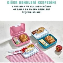 Bento 1600ML Lunchbox Tek Katlı 2 Bölmeli Pp Plastik Sefer Tası Yemek Kutusu Turkuaz