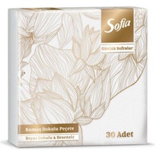 4 Adet Sofia Kumaş Dokulu Peçete Beyaz 30'lu