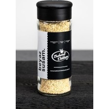 Baharat Dükkanı Beyaz Susam 65 gr Cam %100 Bambu Malzemeden Antibakteriyel Ayaklı Sunumluk