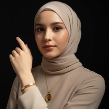 TrendyX Nazar Boncuklu Kolye ve Ayetel Kürsi Bileklik Seti Gold Çelik Şans Takısı