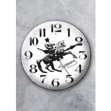 36 cm Gerçek Bombe Cam Akar Saniye Sessiz Mekanizma Dekoratif Atatürk Duvar Saati